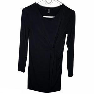 Forever 21 Black Long Sleeve Knot Detail Dress